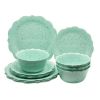 Juliette 12-Piece Melamine Dinnerware Set, Teal