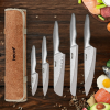 Hecef 11-Piece Kitchen Knife Set, Stonewashed Steel Ultra Sharp Japanese Chef knives with Roll Bag and Sheaths