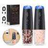 Gravity Electric Salt and Pepper Grinder Set Automatic Shakers Mill Grinder with LED Light, Battery Powered Adjustable Coarseness One Hand Operation,