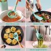 11Pcs Silicone Cooking Utensil Set Heat Resist Wooden Handle Silicone Spatula Turner Ladle Spaghetti Server Tongs